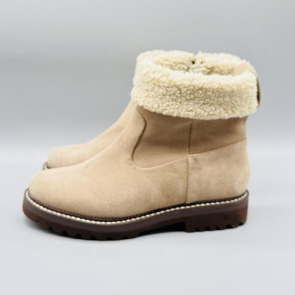Blondo Boots Womens 5.5 Brown Suede Shearling Harlow Ankle Waterproof Lug Sole - Picture 5 of 13